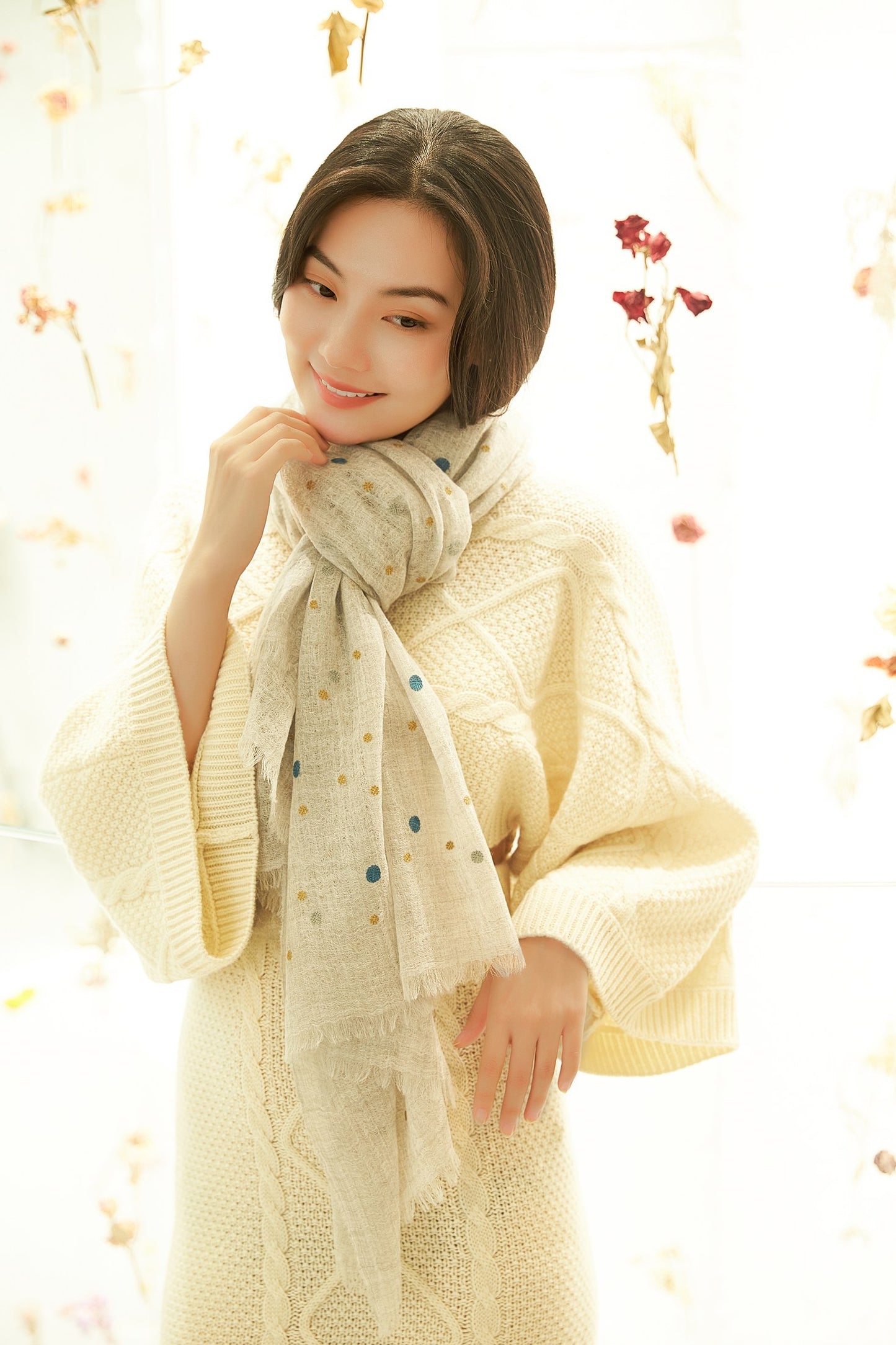 Embroidered Gauze Stole