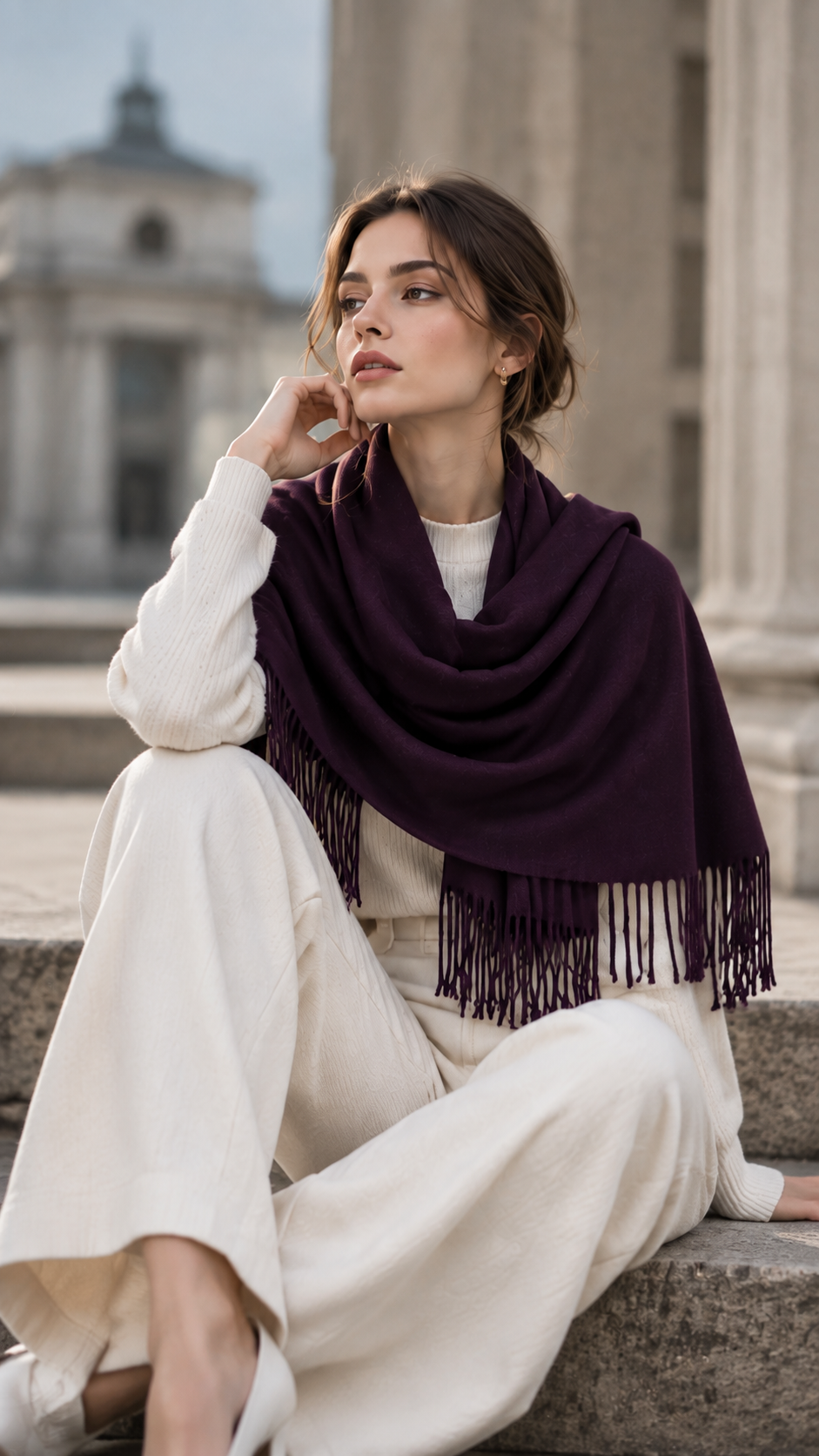 C02 cashmere stole styling: RELAXED SHAWL